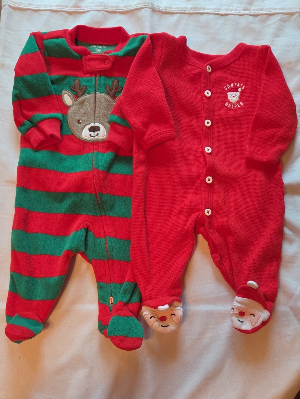 Red Baby One-Piece Holiday Sleepwear with Reindeer Detail